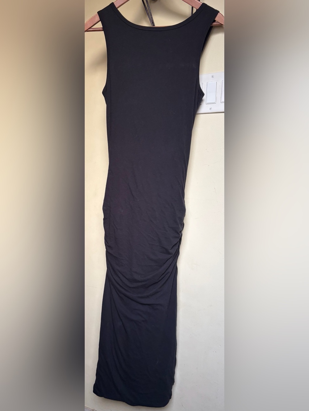 James Perse Standard Black Sleeveless Ruched Maxi Dress Size 2